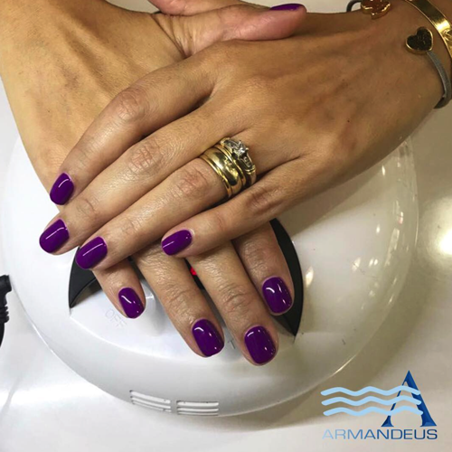 Violet nails done at Salon Armandeus Doral