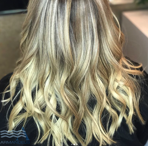 Platinum blond highlights done at Salon Armandeus Orlando