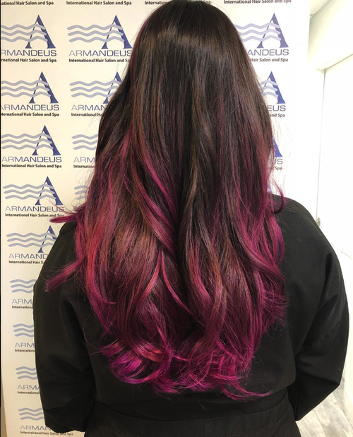 Purple balayage done at Salon Armandeus Coconut Grove