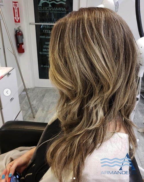 Hair color and style done at Salon Armandeus Coconut Grove