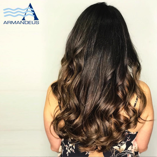 Balayage and beach waves done at Salon Armandeus Doral