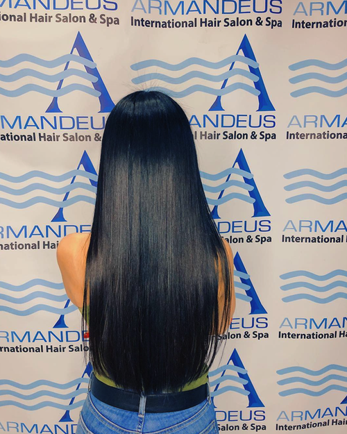 Hair straightening hair treatment done at Salon Armandeus Midtown Miami