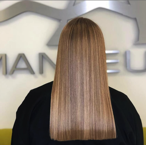 Japanese hair straightening done at Salon Armandeus Coconut Creek