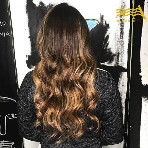 Balayage and beach waves done at Salon Armandeus Doral