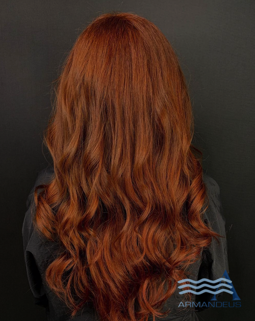 Copper hair color done at Salon Armandeus Doral