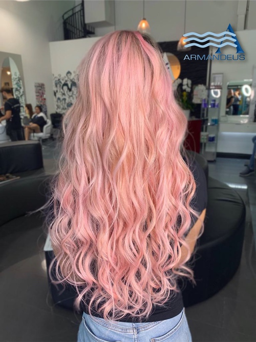 Pink fantasy hair color by Salon Armandeus Doral