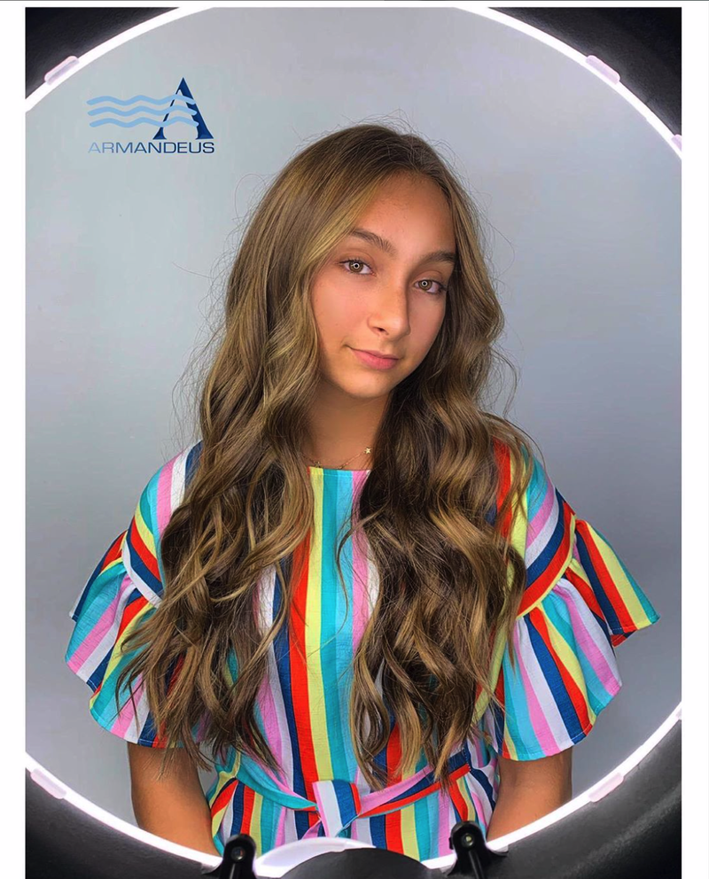 Balayage and beach waves by Salon Armandeus Doral