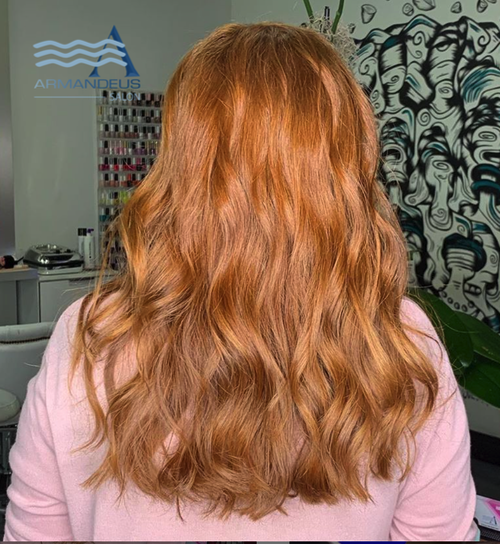 Blonde copper and hairstyle by Salon Armandeus Doral