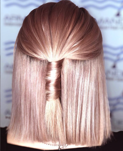 Rose gold hair color and hairstyle by Salon Armandeus Nona Park
